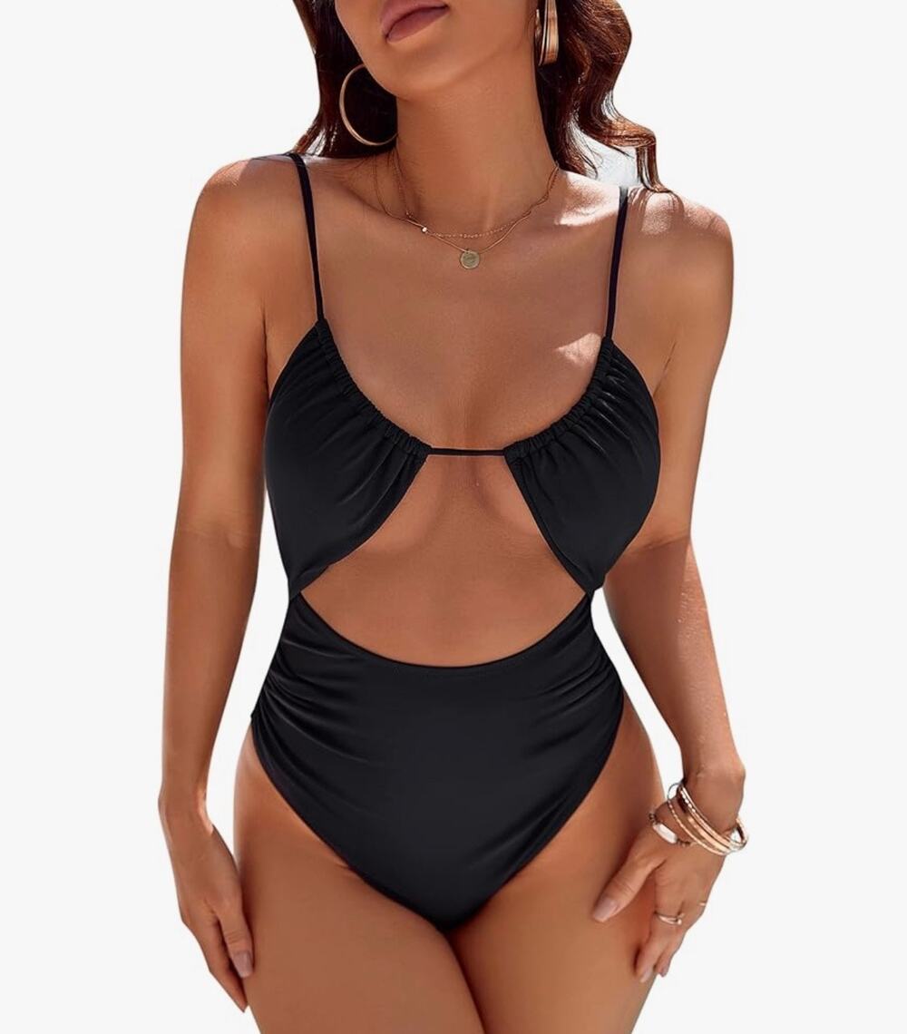 Blooming Jelly Black Cutout One-Piece Swimsuit - Size Medium